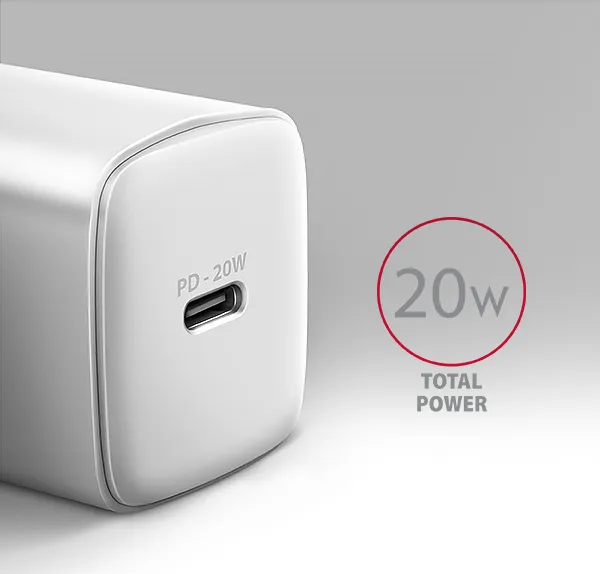 AXAGON ACU-PD20W, nabíjačka do siete 20W, 1x port USB-C, PD3.0/PPS/QC4+/AFC/Apple, biela