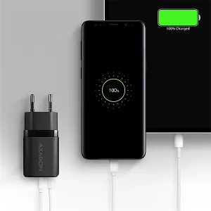 AXAGON ACU-PQ20, nabíjačka do siete 20W, 2x port (USB-A + USB-C), PD3.0/PPS/QC4+/AFC/Apple, čierna