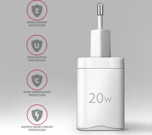 AXAGON ACU-PD20W, nabíjačka do siete 20W, 1x port USB-C, PD3.0/PPS/QC4+/AFC/Apple, biela