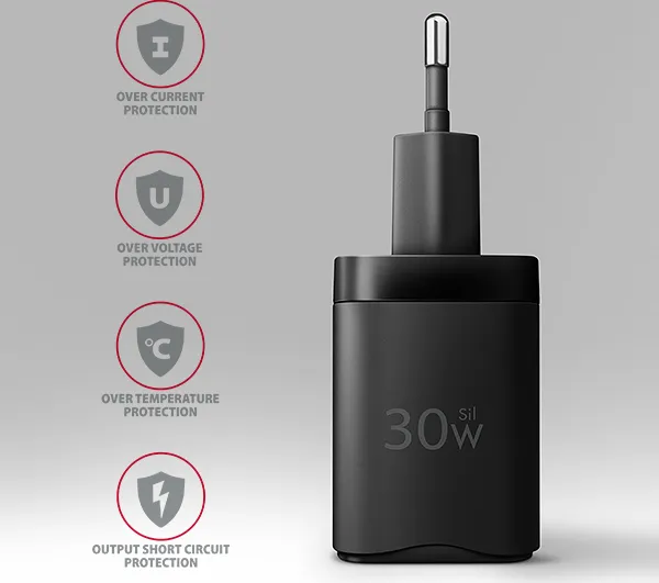 AXAGON ACU-PD30, Sil nabíjačka do siete 30W, 1x port USB-C, PD3.0/PPS/QC4+/SFC/AFC/Apple, čierna
