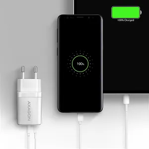 AXAGON ACU-PQ20W, nabíjačka do siete 20W, 2x port (USB-A + USB-C), PD3.0/PPS/QC4+/AFC/Apple, biela