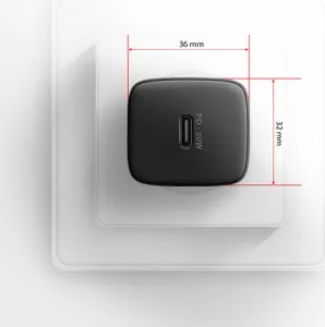 AXAGON ACU-PD30, Sil nabíjačka do siete 30W, 1x port USB-C, PD3.0/PPS/QC4+/SFC/AFC/Apple, čierna