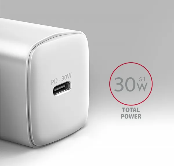AXAGON ACU-PD30W, Sil nabíjačka do siete 30W, 1x port USB-C, PD3.0/PPS/QC4+/SFC/AFC/Apple, biela