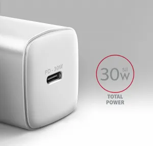 AXAGON ACU-PD30W, Sil nabíjačka do siete 30W, 1x port USB-C, PD3.0/PPS/QC4+/SFC/AFC/Apple, biela
