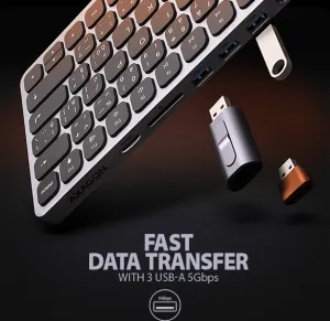 AXAGON HMC-KB-CS, USB 5Gbps hub s CZ/SK klávesnicou, HDMI 4K/60Hz, 3x USB-A, SD/mSD, audio, PD 100W, kábel USB-C 60cm