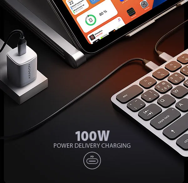 AXAGON HMC-KB-CS, USB 5Gbps hub s CZ/SK klávesnicou, HDMI 4K/60Hz, 3x USB-A, SD/mSD, audio, PD 100W, kábel USB-C 60cm