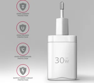 AXAGON ACU-PD30W, Sil nabíjačka do siete 30W, 1x port USB-C, PD3.0/PPS/QC4+/SFC/AFC/Apple, biela