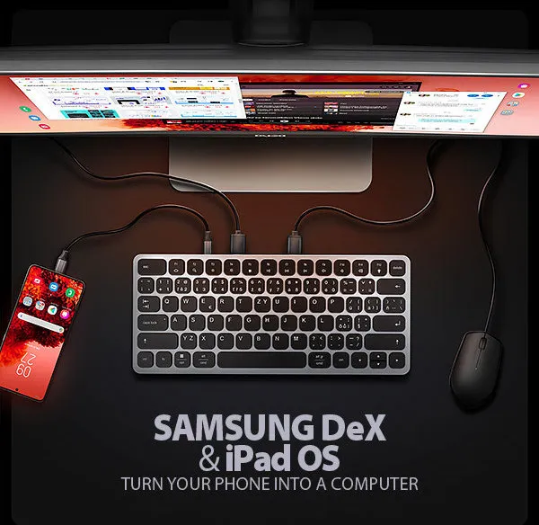 AXAGON HMC-KB-CS, USB 5Gbps hub s CZ/SK klávesnicou, HDMI 4K/60Hz, 3x USB-A, SD/mSD, audio, PD 100W, kábel USB-C 60cm