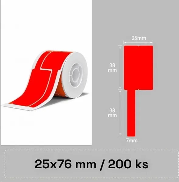 Niimbot štítky na káble T 1EA01174101, 25x76mm 200ks Červené pre B21, B21S, B3, B1S