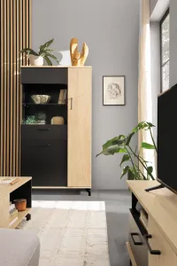 Meblar  Komoda MADISON MD9 Farba: čierna / dub biskoptovy