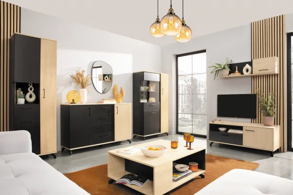 Meblar  Komoda MADISON MD9 Farba: čierna / dub biskoptovy