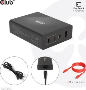 Cestovná nabíjačka Club3D 132W technológia GAN, 4xUSB-A a USB-C, PD 3.0 Podpora