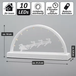 Kovový svetelný oblúk, teplé biele, 10 LED, časovač