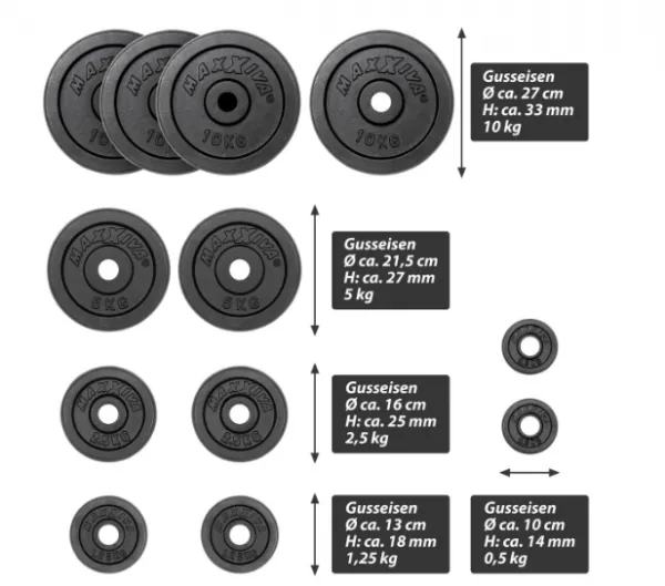 MAXXIVA nakladací činkový set, liatina, 60 kg