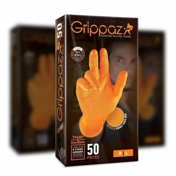 TIP-TOPOL Grippaz PREMIUM nitrilové pracovné rukavice, oranžové, L, 50 ks v balení
