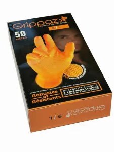 TIP-TOPOL Grippaz PREMIUM nitrilové pracovné rukavice, oranžové, L, 50 ks v balení