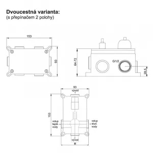 MEREO - Sprchová podomietková batéria s prepínačom, Dita, Mbox, hranatý kryt, chróm CBE60106DC