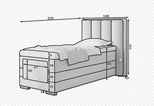 ArtElta Manželská posteľ VEROS Boxspring | elektrická polohovateľná 90 x 200 cm Farba: Gojo 101