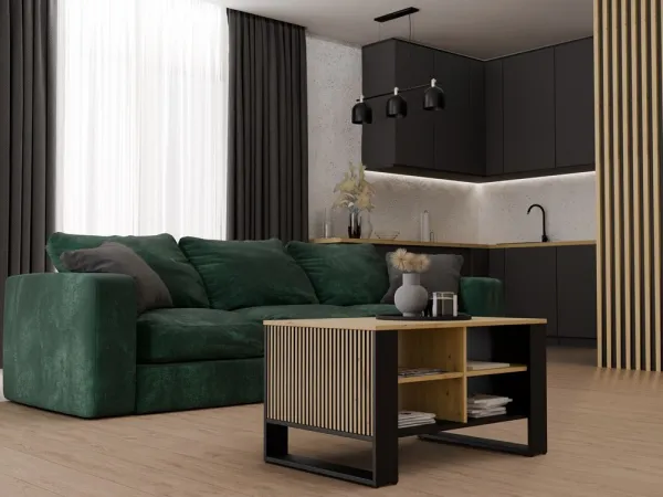 TP Living Konferenčný stolík LAWA Modern 4P Slim dub artisan/čierny
