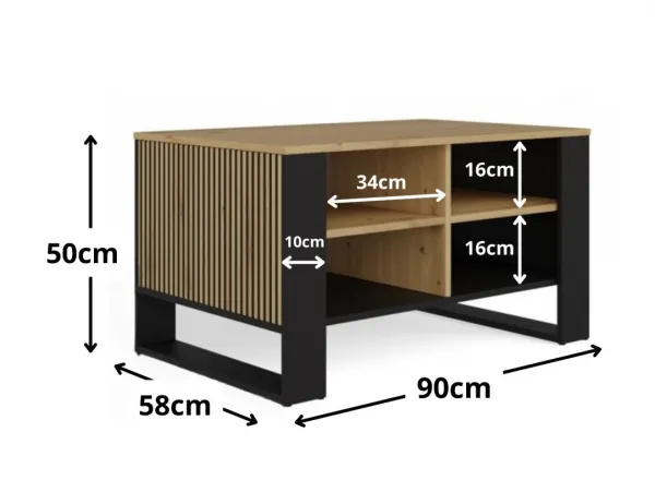TP Living Konferenčný stolík LAWA Modern 4P Slim dub artisan/čierny