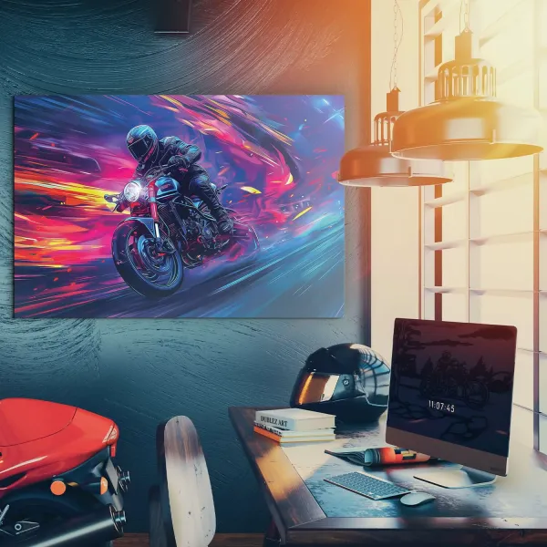 Moderný obraz - Neónová motorka