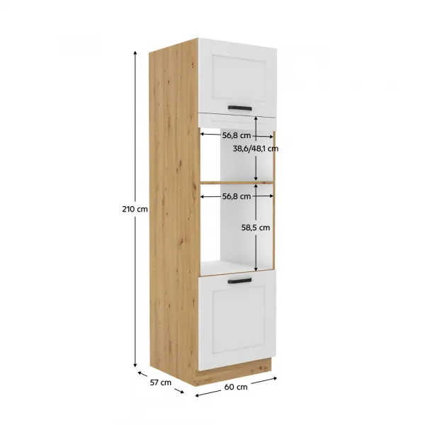 Vysoká skrinka na rúru LULA 60 DPM-210 2F Tempo Kondela Dub artisan / bílá