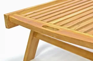 Divero 32597 Záhradné ležadlo z teakového dreva s kolieskami