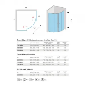 MEREO - Sprchovací kút, LIMA, štvrťkruh, 100 cm, chróm  ALU, sklo Point CK608B62K