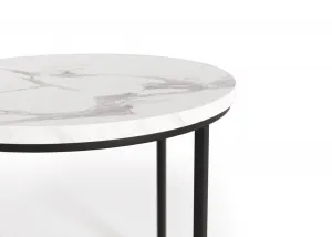 Odkladací stolík 2 ks OREO Halmar Bielo-sivý mramor
