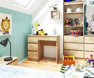 Ak furniture Písací stôl A-7 90 cm dub sonoma ľavý