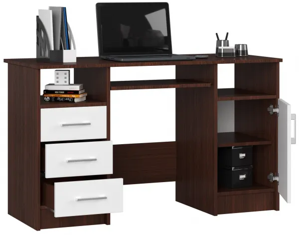 Ak furniture Volně stojící psací stůl Ana 124 cm wenge/bílý