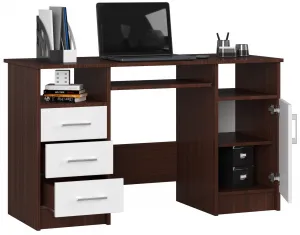 Ak furniture Volně stojící psací stůl Ana 124 cm wenge/bílý