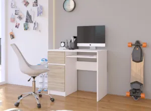 Ak furniture Písací stôl 90 cm Piksel biely/sonoma ľavý