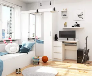 Ak furniture Písací stôl A-6 90 cm biely ľavý