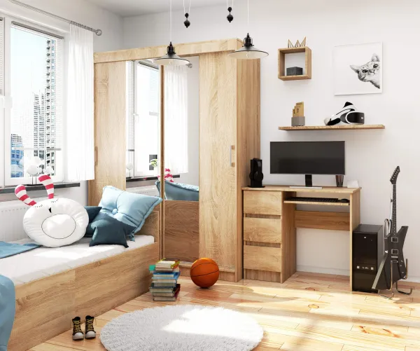 Ak furniture Písací stôl A-6 90 cm dub sonoma ľavý
