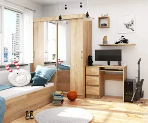 Ak furniture Písací stôl A-6 90 cm dub sonoma ľavý