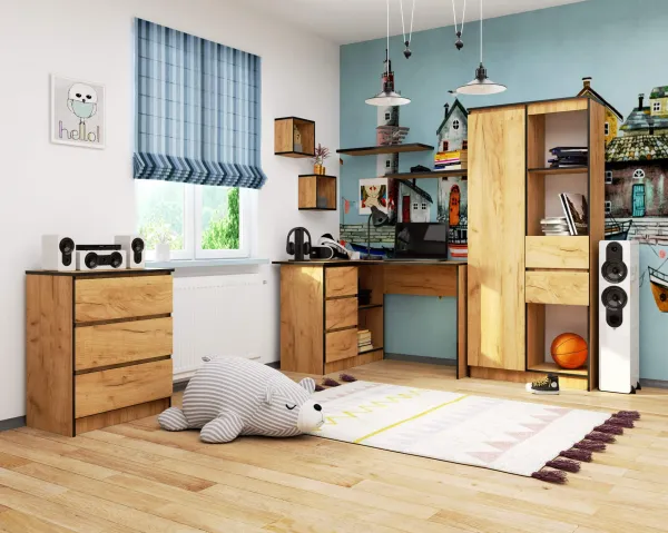 Ak furniture Rohový psací stůl B16 124 cm dub craft zlatý levý