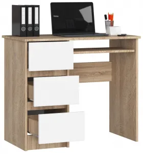 Ak furniture Písací stôl A-6 90 cm dub sonoma/biely ľavý