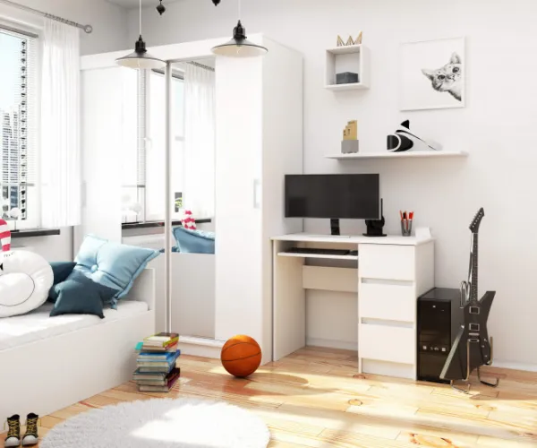 Ak furniture Písací stôl A-6 90 cm biely pravý