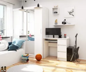 Ak furniture Písací stôl A-6 90 cm biely pravý