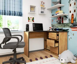Ak furniture Rohový písací stôl B16 124 cm dub craft pravý
