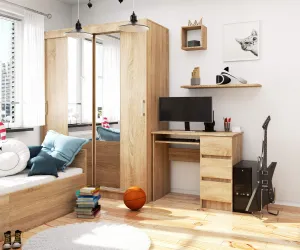 Ak furniture Písací stôl A-6 90 cm dub sonoma pravý