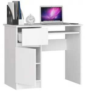 Ak furniture Písací stôl PIKSEL 90 cm biely ľavý