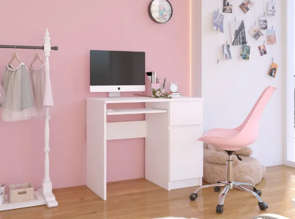 Ak furniture Písací stôl PIKSEL 90 cm biely pravý