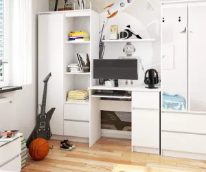 Ak furniture Písací stôl PIKSEL 90 cm biely pravý