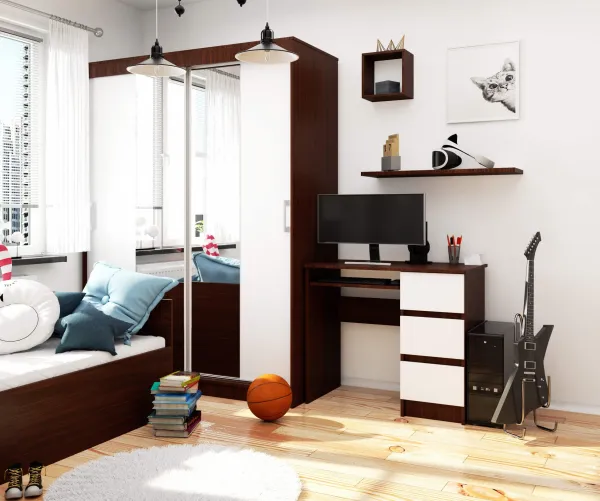 Ak furniture Písací stôl A-6 90 cm wenge/biely pravý