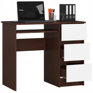 Ak furniture Písací stôl A-6 90 cm wenge/biely pravý