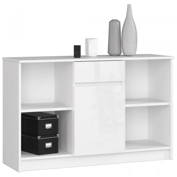 Ak furniture Rohový psací stůl B-17 s komodou bílý lesk