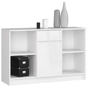 Ak furniture Rohový psací stůl B-17 s komodou bílý lesk
