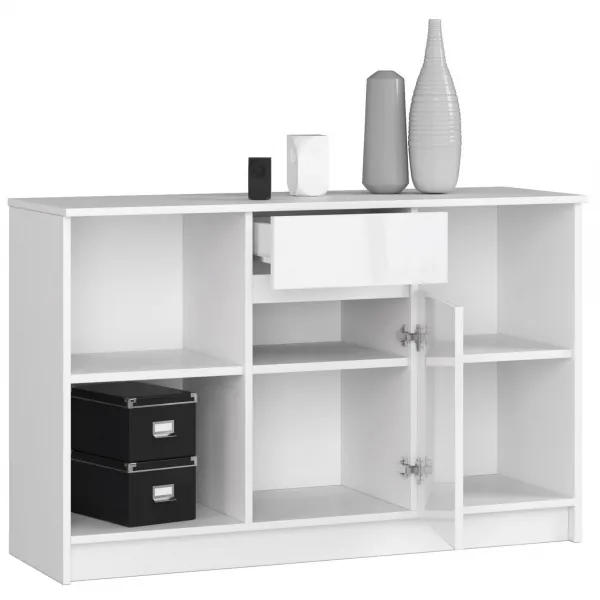 Ak furniture Rohový psací stůl B-17 s komodou bílý lesk